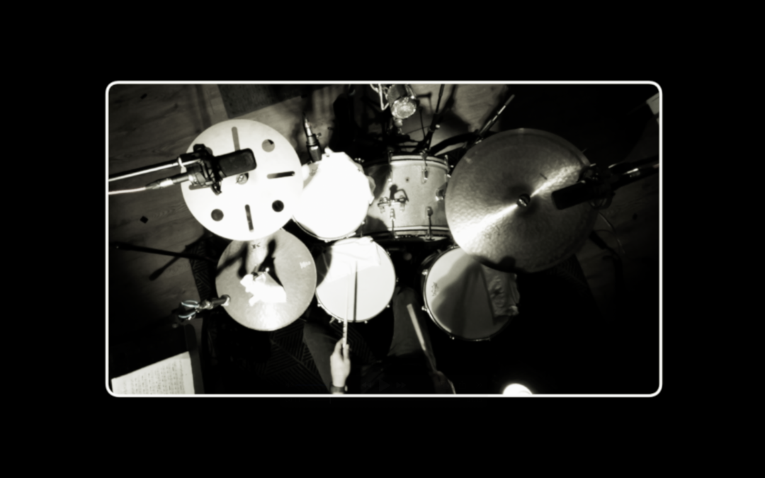 drum recording session shot from above