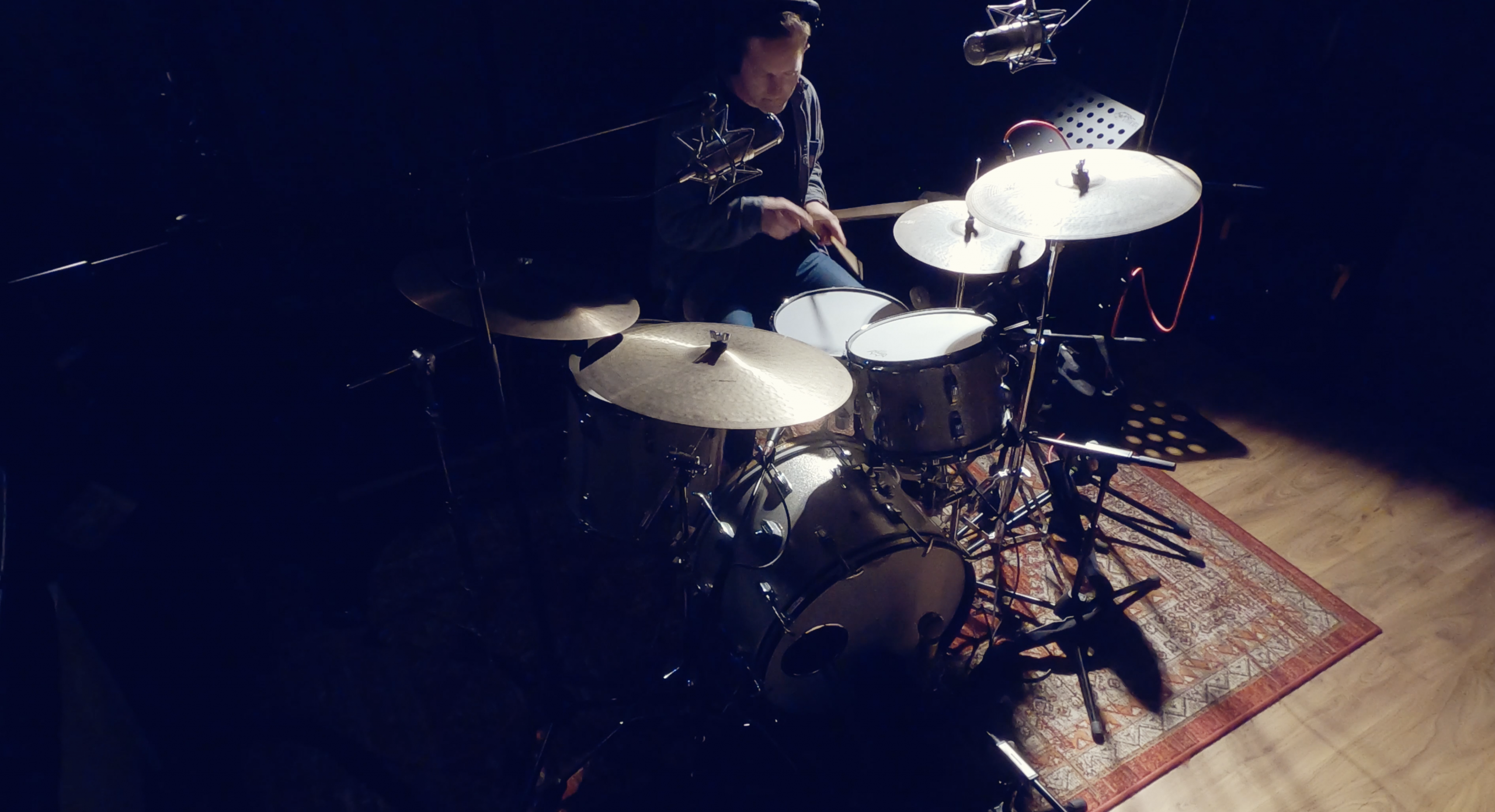 inside a drum recording session