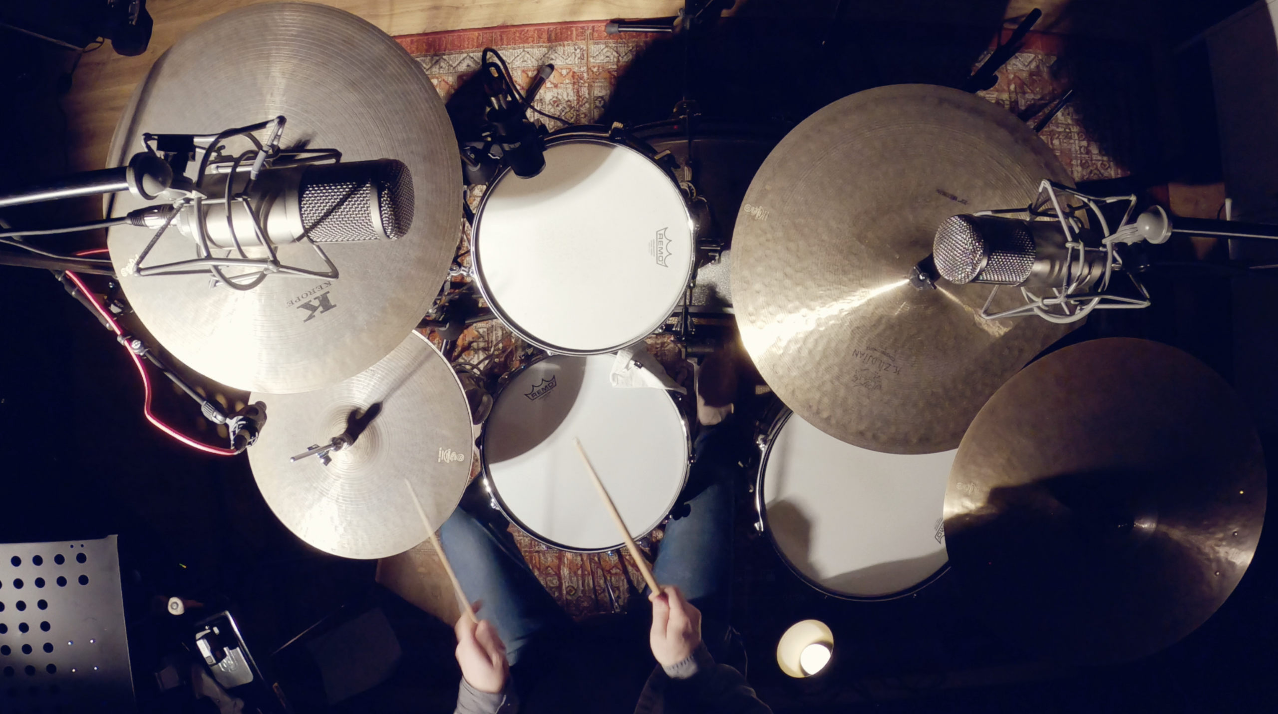 top session drummer Gavin recording in the studio